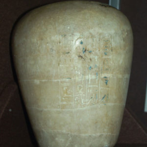 Ancient Egyptian canopic jar of Neb from Abydos dated 1473 – 1458 BC