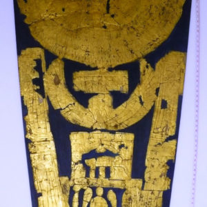 Ancient Egyptian gilt cartonnage of Nebta-ihyt from Abydos dated 380 – 343 BC