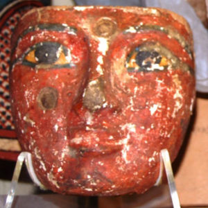 Ancient Egyptian wooden face from Thebes dated 1186 – 664 BC