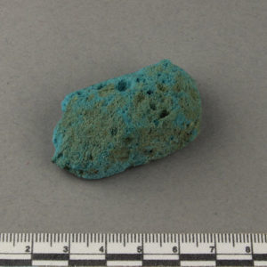 Ancient Egyptian turquoise pigment fragment from Amarna dated 1550 – 1295 BC