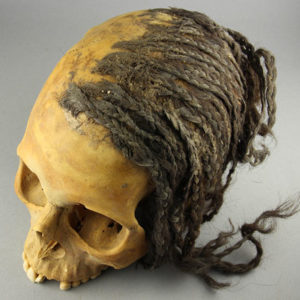 Ancient Egyptian human skull with hair from Mostagedda dated 1773 – 1550 BC