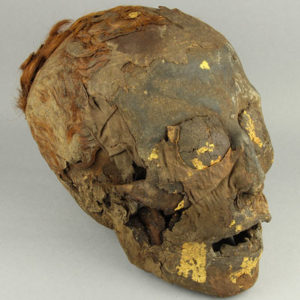 Ancient Egyptian mummified human head dated 664 – 332 BC